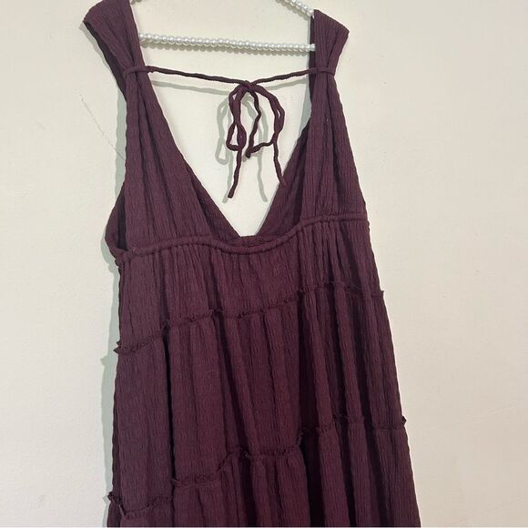 Free People Martina Maroon Sleeveless Maxi Dress SIZE LARGE - Picture 7 of 7